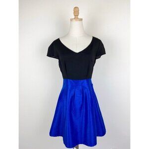 Annabella Black and Cobalt Blue Fit & Flare Dress